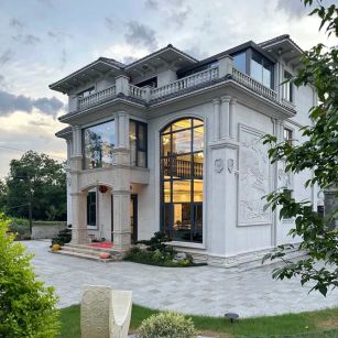 张家口 白麻花岗岩私人别墅干挂石材豪华定制