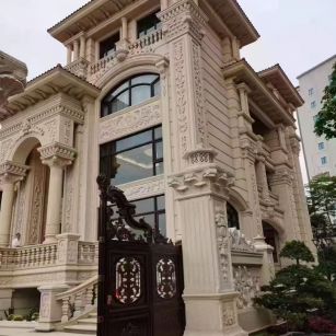 张家口 黄金麻花岗岩别墅外墙干挂效果展示