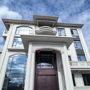 张家口白麻别墅外墙干挂石材效果示例