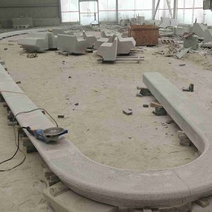 张家口 芝麻白花岗岩弧形花坛石，坐凳石