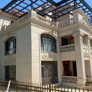 张家口 黄金麻花岗岩荔枝面别墅外墙干挂