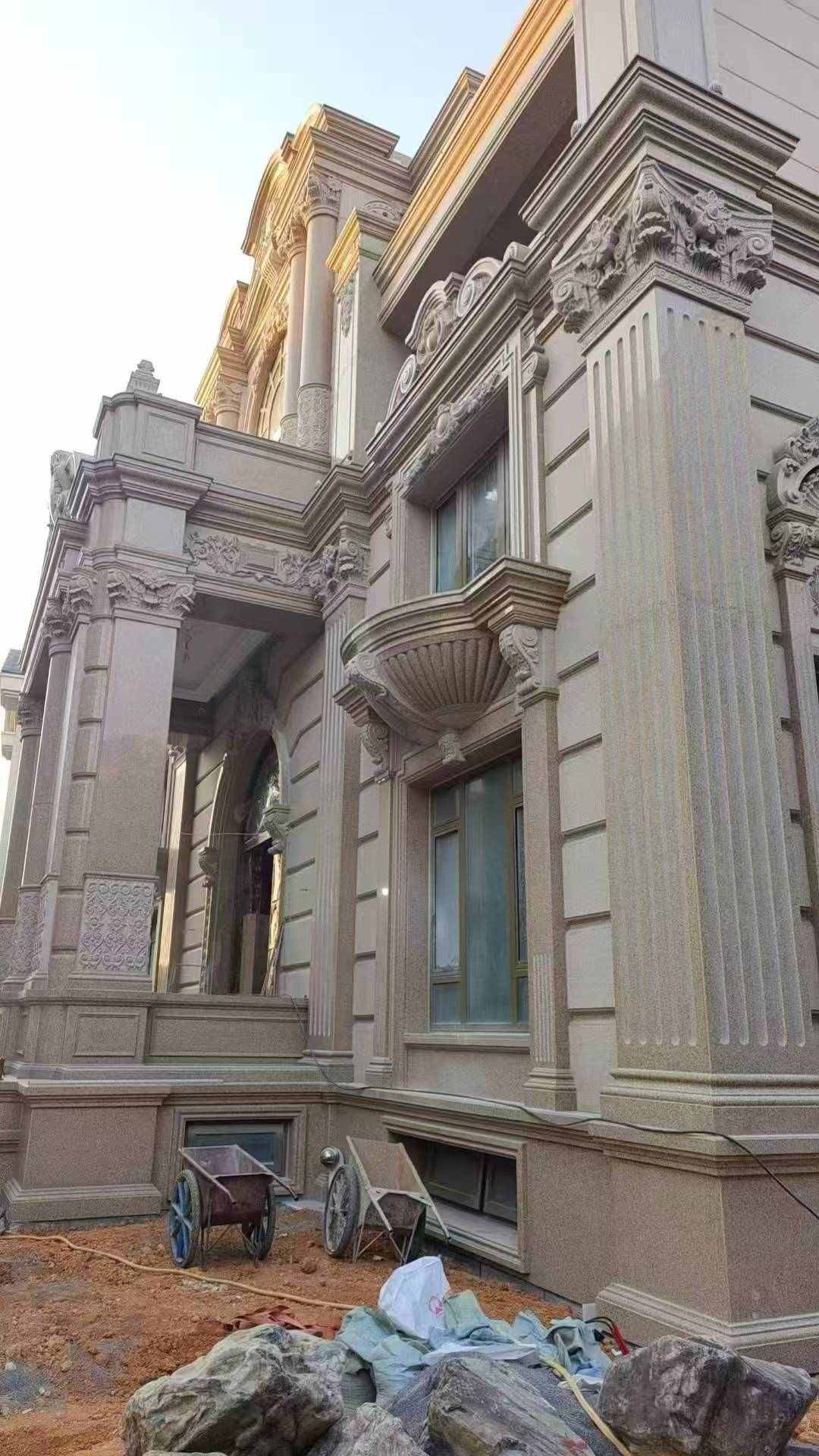 张家口 黄金麻花岗岩光面别墅外墙干挂施工完成